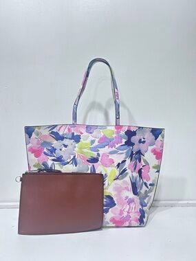 French Connection James Floral Tote Bag & Pouch Set Watercolor Print